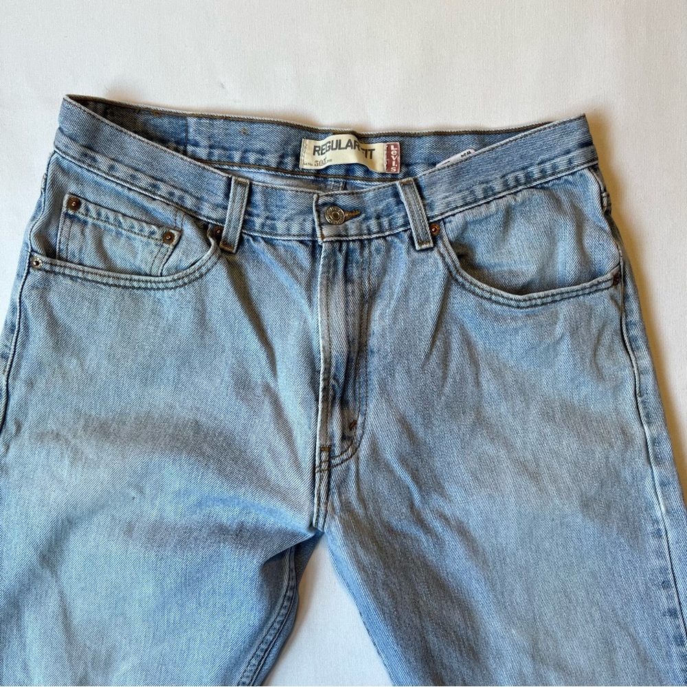 Levis 505 straight leg Vintage Y2K jeans 34 x 29 Light blue wash Mens Denim - Picture 4 of 8